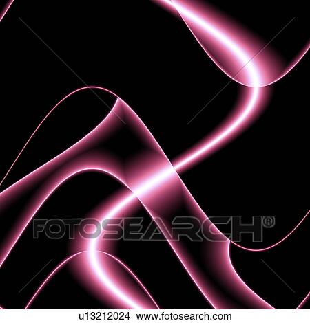 Picture - Pink wavy lines against black background, illustration.. Fotosearch