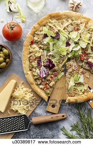 Stock Photo - Pizza topped with cabbage. Fotosearch