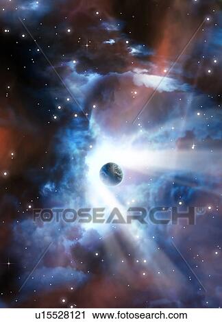 Stock Image - Planet in space, illustration.. Fotosearch
