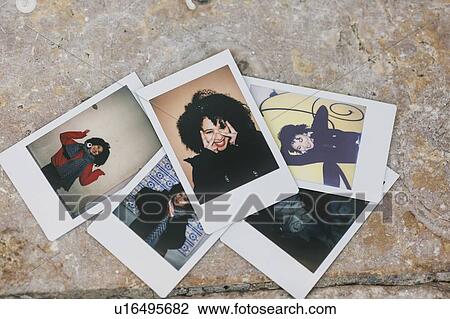 Stock Image - Polaroid photographs of young woman. Fotosearch