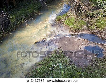 Polluted water on land adjacent to a former chemical factory. This is the legacy of a recently departed chemical industry. Photographed in Widnes, UK. View Large Photo Image Stock Photography - Polluted water on land adjacent to a former chemical factory. This is the legacy of a recently departed chemical industry. Photographed in Widnes, UK.. Fotosearch