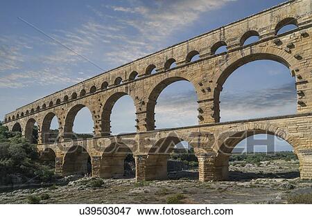 Stock Photo - Pont du Gard in Vers-Pont-du-Gard, France. Fotosearch