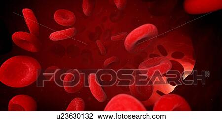 Stock Image - Red blood cells, computer illustration.. Fotosearch