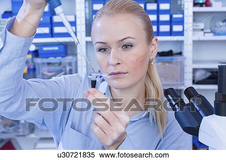 Researcher pipetting sample. View Large Photo Image Stock Photography - Researcher pipetting sample.. Fotosearch