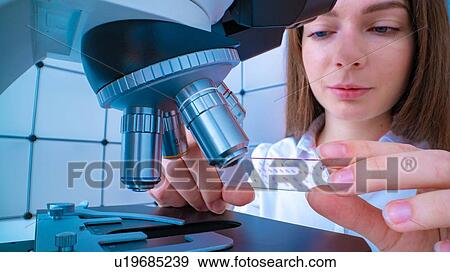 Researcher using microscope. View Large Photo Image Stock Photo - Researcher using microscope.. Fotosearch