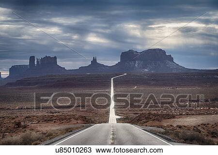 Stock Image - Road through Monument Valley, Utah, USA. Fotosearch