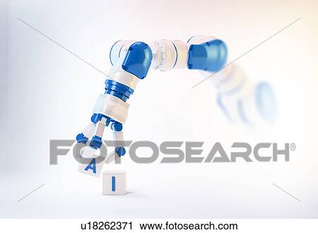 Stock Image - Robotic hand against a white background, illustration.. Fotosearch