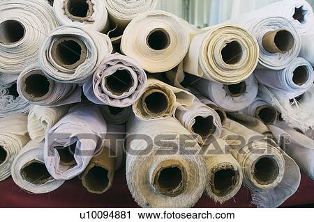Stock Image - Rolls of fabric. Fotosearch