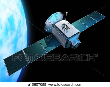 Stock Photography - Satellite orbiting Earth, illustration.. Fotosearch