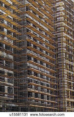 Scaffolding on apartment building View Large Photo Image Stock Image - Scaffolding on apartment building. Fotosearch