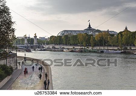 Scenic view of Grand Palais and Pont Alexandre III over river Seine, Paris, France View Large Photo Image Picture - Scenic view of Grand Palais and Pont Alexandre III over river Seine, Paris, France. Fotosearch