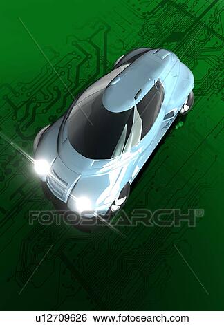 Self driving electric car, illustration. View Large Photo Image Stock Photograph - Self driving electric car, illustration.. Fotosearch