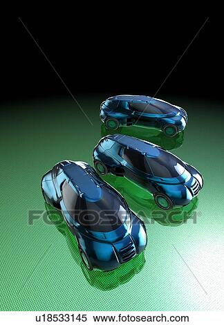 Stock Photography - Self driving electric cars, illustration.. Fotosearch