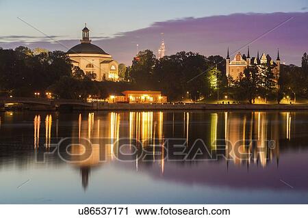 Stock Image - Skeppsholmen Church at sunset in Stockholm, Sweden. Fotosearch