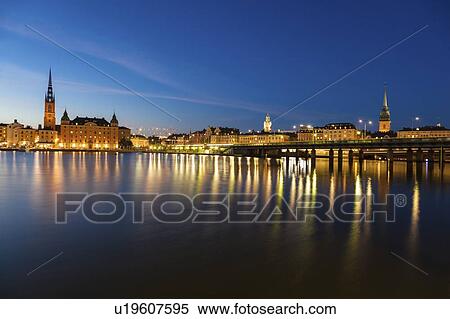 Skyline at sunset in Stockholm, Sweden View Large Photo Image Stock Photography - Skyline at sunset in Stockholm, Sweden. Fotosearch