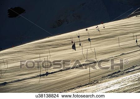 Slalom course, Saas-Fee, Valais, Switzerland View Large Photo Image Picture - Slalom course, Saas-Fee, Valais, Switzerland. Fotosearch