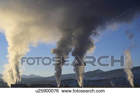 Stock Photograph - Smoke from factories in Colorado, USA. Fotosearch