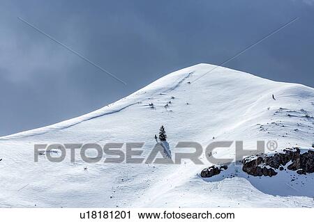 Stock Image - Snow capped mountain in Picabo, Idaho. Fotosearch
