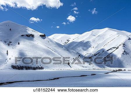 Snow covered mountains in Bellevue, Idaho, USA View Large Photo Image Picture - Snow covered mountains in Bellevue, Idaho, USA. Fotosearch