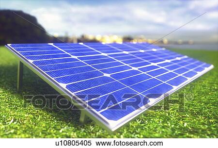 Stock Photography - Solar farm, computer illustration.. Fotosearch