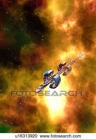 Stock Image - Space ship, computer artwork.. Fotosearch