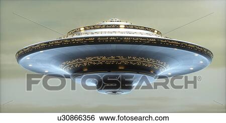 Stock Photograph - Spaceship in sky, illustration.. Fotosearch