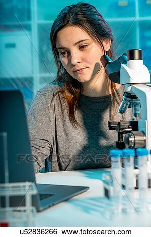 Student using microscope. View Large Photo Image Stock Photograph - Student using microscope.. Fotosearch
