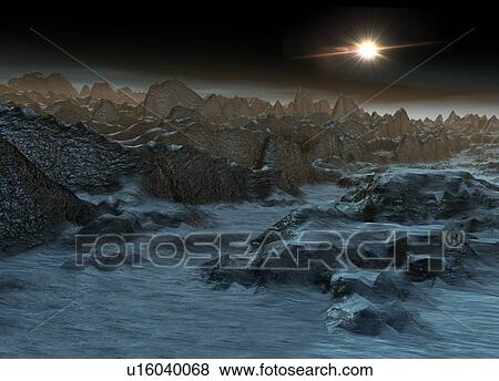 Stock Photo - Sun shining in space, computer artwork.. Fotosearch