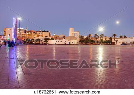 Town square at sunset in Dakhla, Morocco View Large Photo Image Stock Image - Town square at sunset in Dakhla, Morocco. Fotosearch