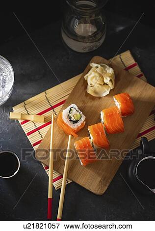Traditional japanese sushi rolls View Large Photo Image Stock Photo - Traditional japanese sushi rolls. Fotosearch