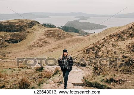 Trekker, Loch Lomond in background, Trossachs National Park, Canada View Large Photo Image Stock Image - Trekker, Loch Lomond in background, Trossachs National Park, Canada. Fotosearch