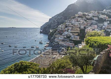 Stock Image - Village of Positano on Amalfi Coast, Italy. Fotosearch