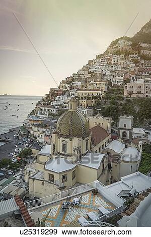 Village of Positano on Amalfi Coast, Italy View Large Photo Image Stock Photo - Village of Positano on Amalfi Coast, Italy. Fotosearch