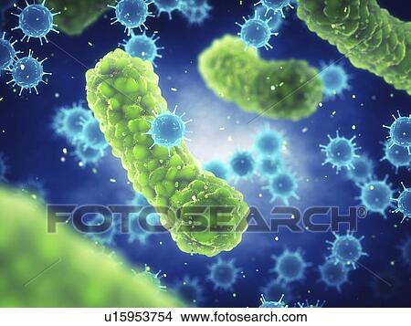 Picture - Viral and bacterial infection, illustration.. Fotosearch
