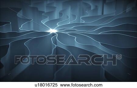 Stock Photography - Wavy blue illuminated lines, illustration.. Fotosearch