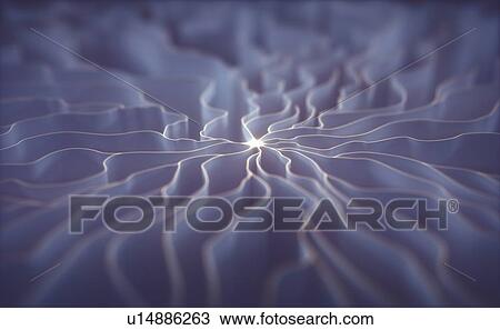 Stock Image - Wavy white illuminated lines, illustration.. Fotosearch