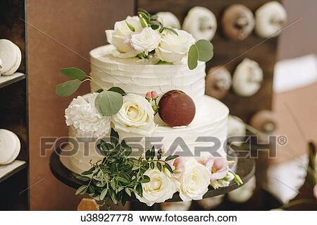 Wedding cake with roses View Large Photo Image Stock Photo - Wedding cake with roses. Fotosearch