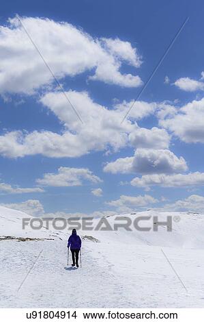 Woman hiking on Loveland Pass in Colorado, USA View Large Photo Image Picture - Woman hiking on Loveland Pass in Colorado, USA. Fotosearch