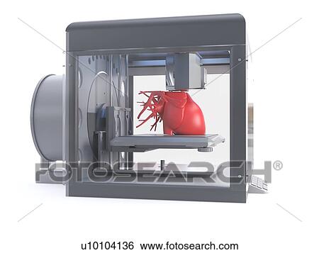 Stock Photograph - 3d printer printing a heart, computer illustration.. Fotosearch