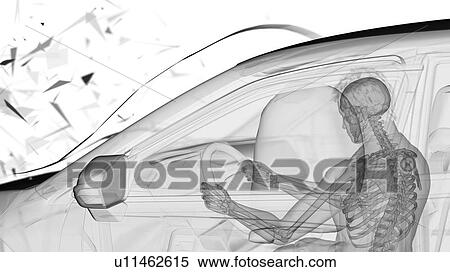 Stock Photography - Airbag deployed in car crash, computer illustration.. Fotosearch