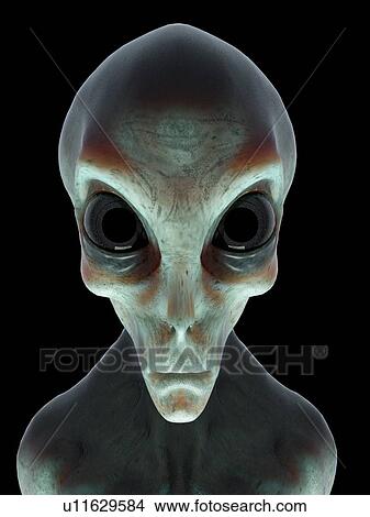 Picture - Alien, computer illustration.. Fotosearch