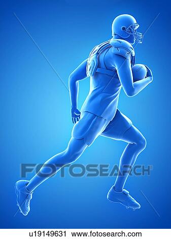 Stock Image - American football player, illustration. Fotosearch