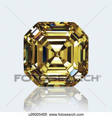 Stock Image - Asscher cut citrine.. Fotosearch