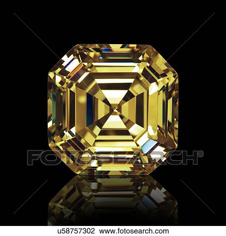 Stock Image - Asscher cut citrine.. Fotosearch