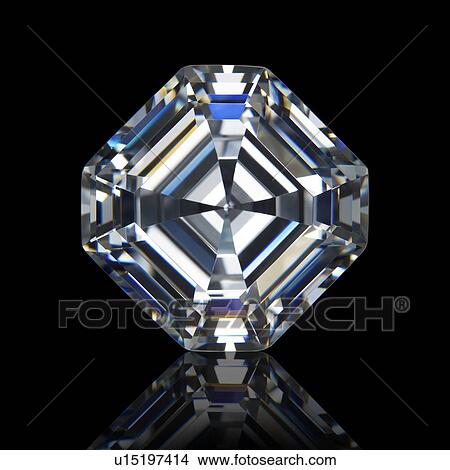 Asscher cut diamond. View Large Photo Image Picture - Asscher cut diamond.. Fotosearch