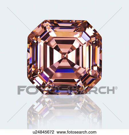 Stock Image - Asscher cut pink sapphire.. Fotosearch