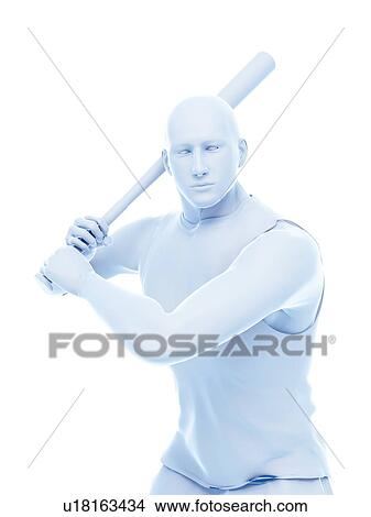 Picture - Baseball player, computer illustration.. Fotosearch