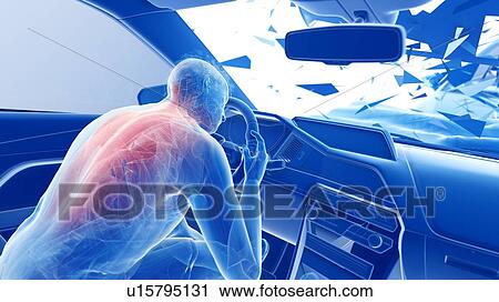 Stock Image - Car crash, computer illustration.. Fotosearch