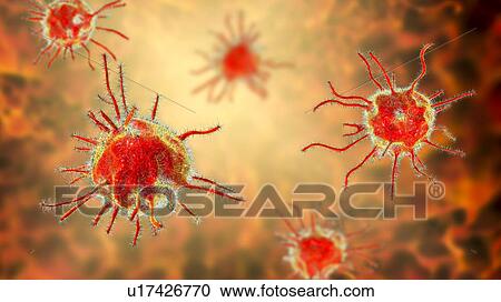 Stock Image - Computer illustration of abstract pathogenic microorganisms.. Fotosearch
