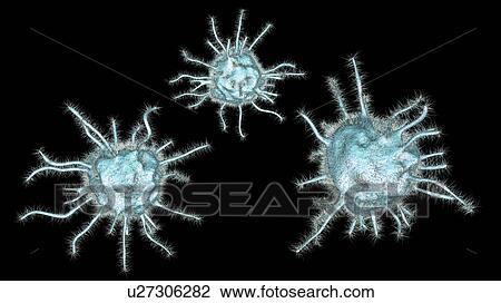 Stock Image - Computer illustration of abstract pathogenic microorganisms.. Fotosearch